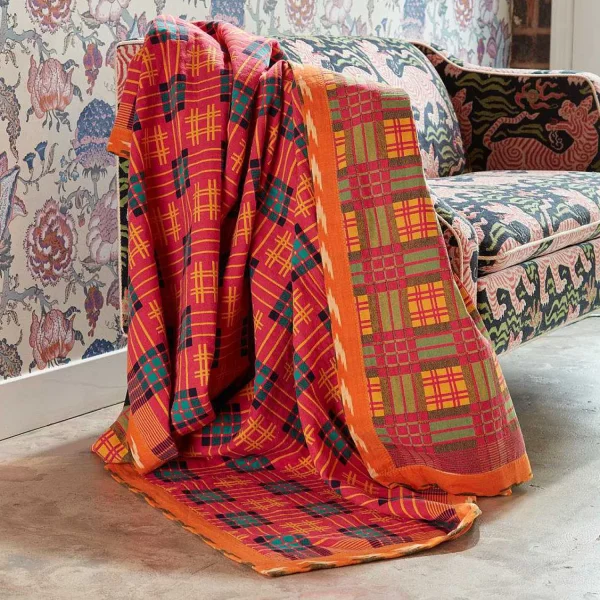 Discount Assamese Cotton Blanket - Marmalade Aqua Zest Home Textiles