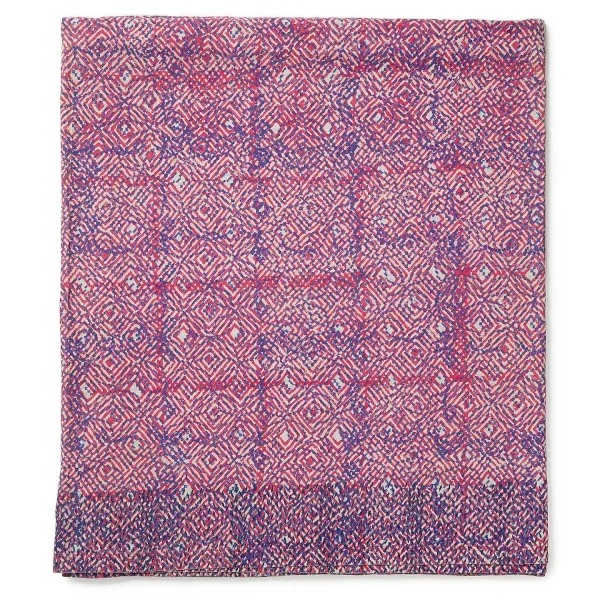 Hot Block-Printed Tablecloth - Raspberry Ink Tabletop