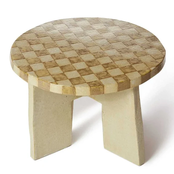 Discount Checkered Stool - Lemon Decorative Objects