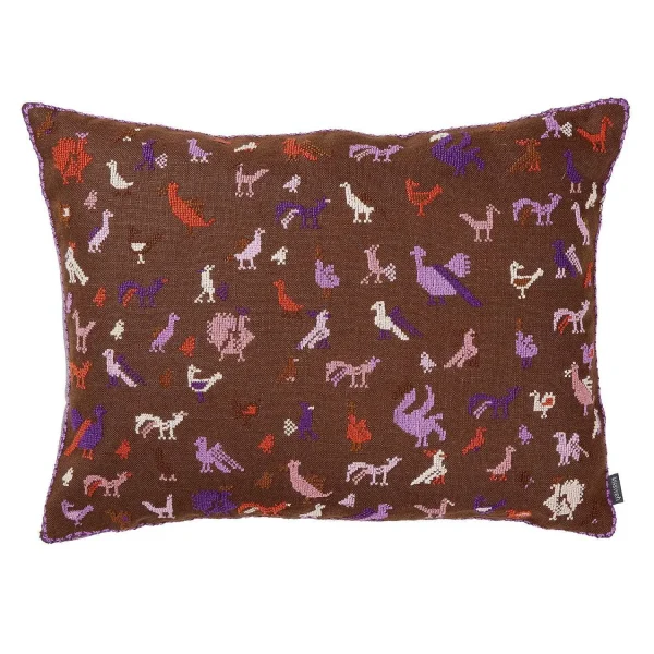 Best Sale Embroidered Pillow - Birds Chocolate Home Textiles