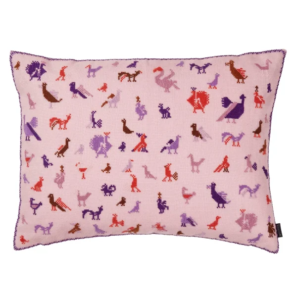 Sale Embroidered Pillow - Birds Pink Home Textiles