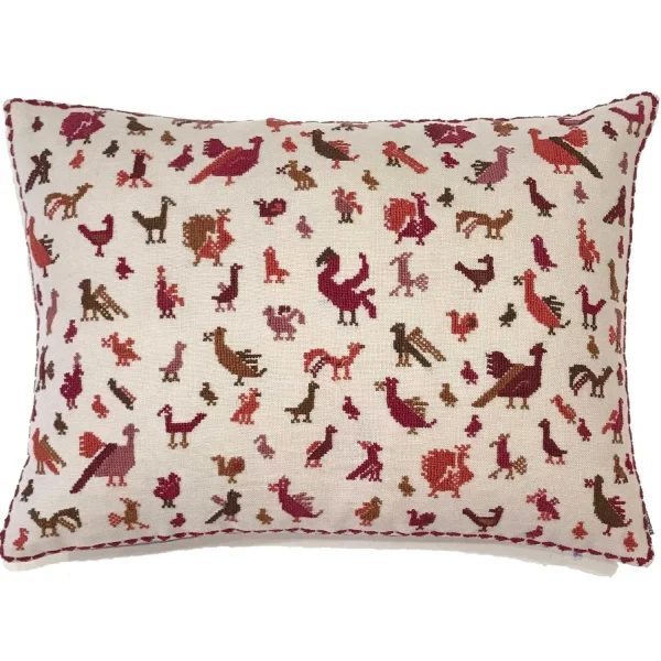 Discount Embroidered Pillow - Birds Autumn Home Textiles