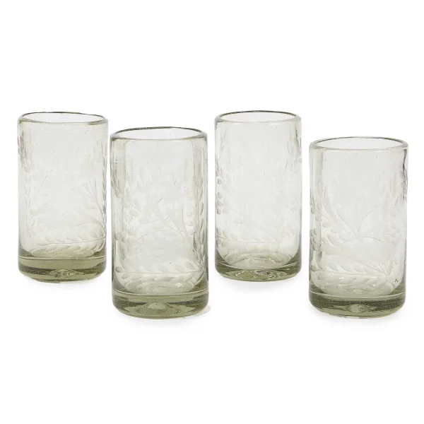 Best Sale Etched Floral Glasses Tabletop