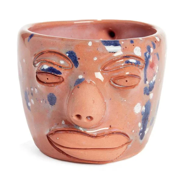 Cheap Face Mug - Blue And White Dot Tabletop