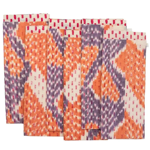 Clearance Ikat Napkins - Lilac Tangerine Dot Tabletop