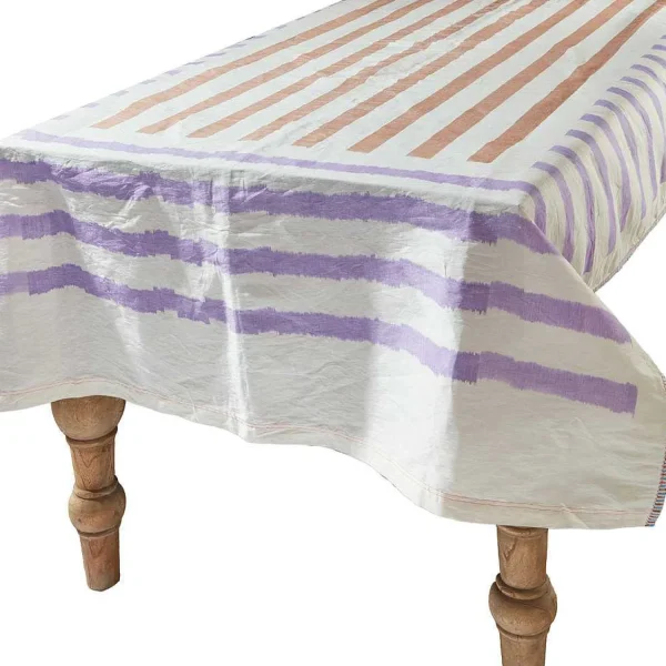 Sale Ikat Tablecloth - Beach Stripe Lilac Tabletop