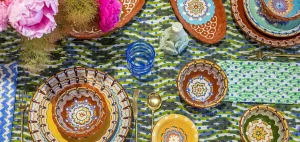 Flash Sale Ikat Tablecloth - Olive Dot Tabletop