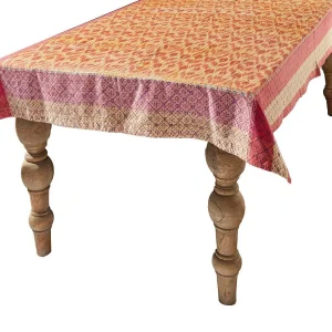 Discount Ikat Tablecloth - Orange Rose Sand Home Textiles