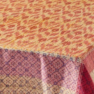 Discount Ikat Tablecloth - Orange Rose Sand Home Textiles