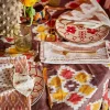 Online Ikat Tablecloth - Sunflower Mahogany Tabletop