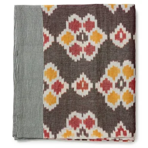 Online Ikat Tablecloth - Sunflower Mahogany Tabletop