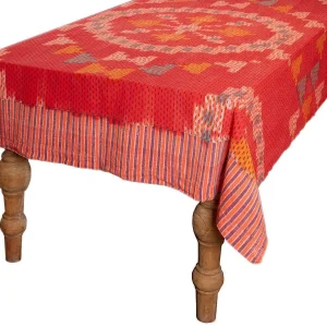 New Ikat Tablecloth - Vermillion Wave Tabletop