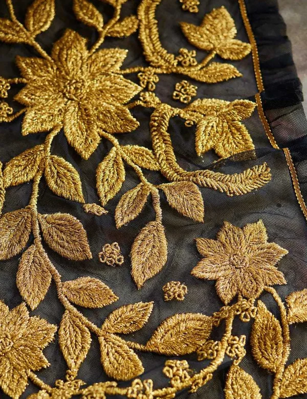 Hot Metallic Gold Embroidered Shawl Accessories