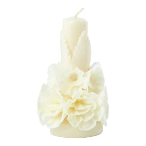 New Oaxacan Floral Candle - Ivory Tabletop