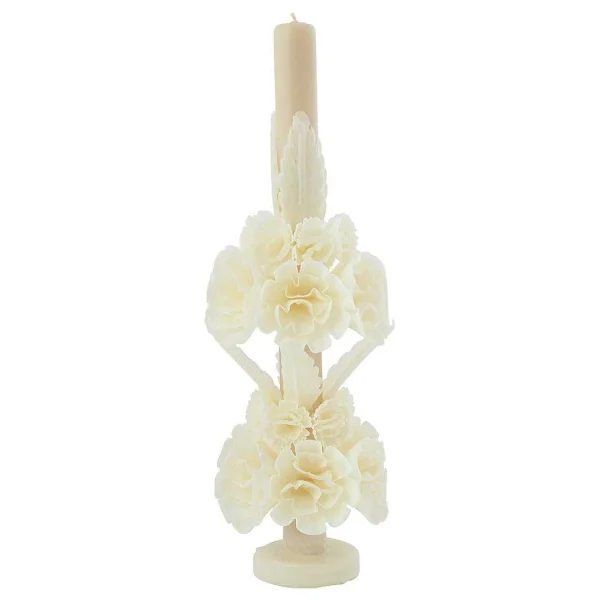 New Oaxacan Floral Candle - Ivory Tabletop